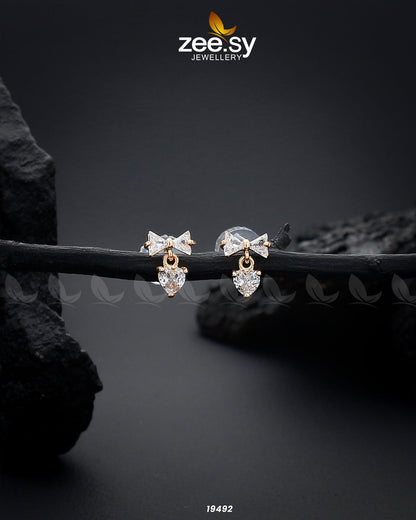 Crystal Bow Stud Earrings - Earrings 