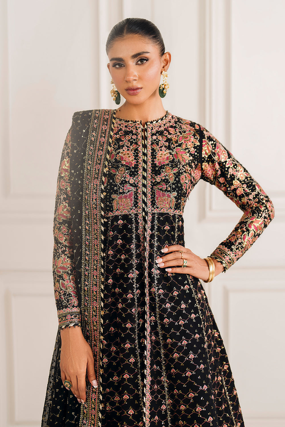Baroque | Formals Collection | EMBROIDERED CHIFFON UF-4156 - Formal Dress - available at Maria Faisal in UK and USA.