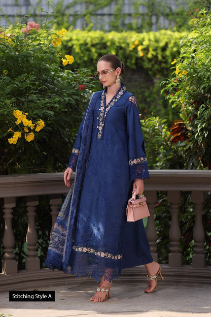 Noor by Saadia Asad | Eid Luxury Schiffli Laserkari 25 | D10- Royal Blue by Maria Faisal - Registered Vendor of : Noor by Saadia Asad - type : Ladies Clothes - 100% original wedding dresses