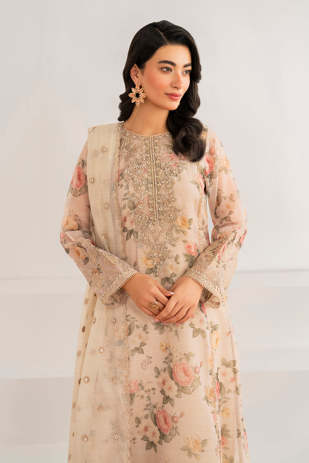 Baroque | Formals Collection | EMBROIDERED COTTON PATTI UF-691 - Formal Dress - available at Maria Faisal in UK and USA.