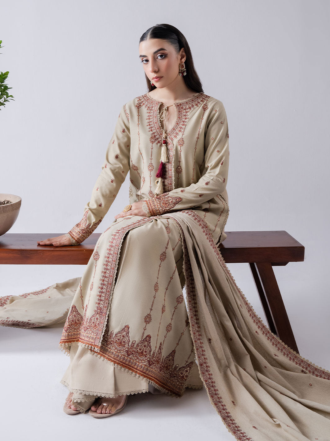 Faiza Faisal | Winter Edit 2024 | KYRA - Designer Dress with Intricate embroidery and embellishments. Shop elegent wedding dress at Maria Faisal.