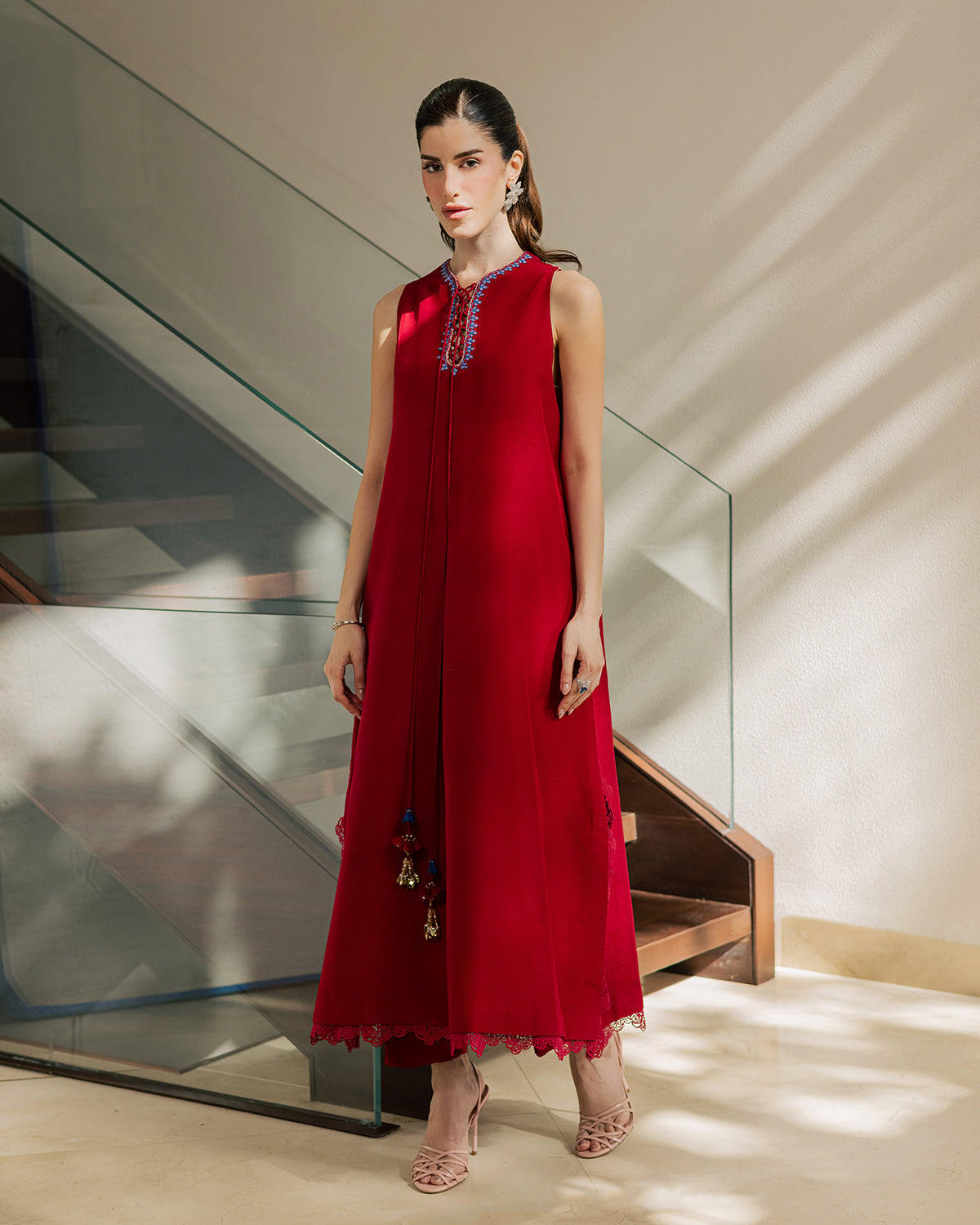 Sadaf Fawad Khan | Eva Luxury Pret 26 | Whip Red - Luxury Dress - available at Maria Faisal in UK and USA.