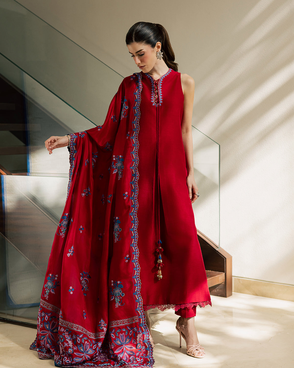 Sadaf Fawad Khan | Eva Luxury Pret 26 | Whip Red - Luxury Dress - available at Maria Faisal in UK and USA.