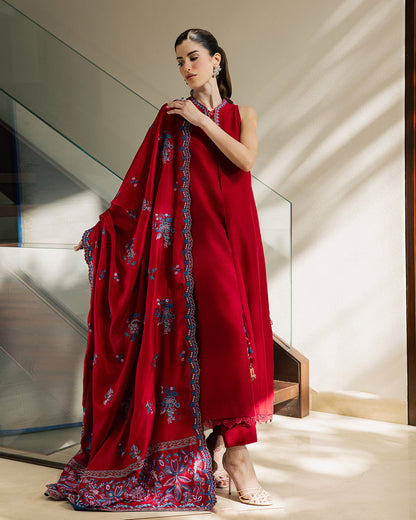 Sadaf Fawad Khan | Eva Luxury Pret 26 | Whip Red - Luxury Dress - available at Maria Faisal in UK and USA.