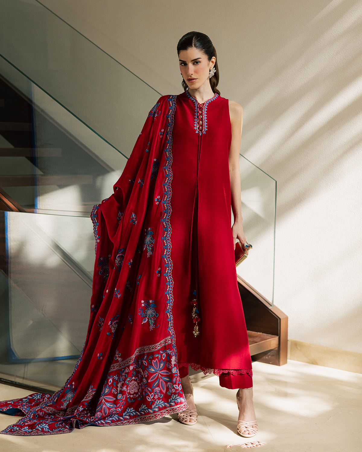 Sadaf Fawad Khan | Eva Luxury Pret 26 | Whip Red - Luxury Dress - available at Maria Faisal in UK and USA.