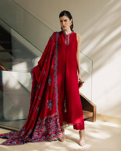 Sadaf Fawad Khan | Eva Luxury Pret 26 | Whip Red - Luxury Dress - available at Maria Faisal in UK and USA.