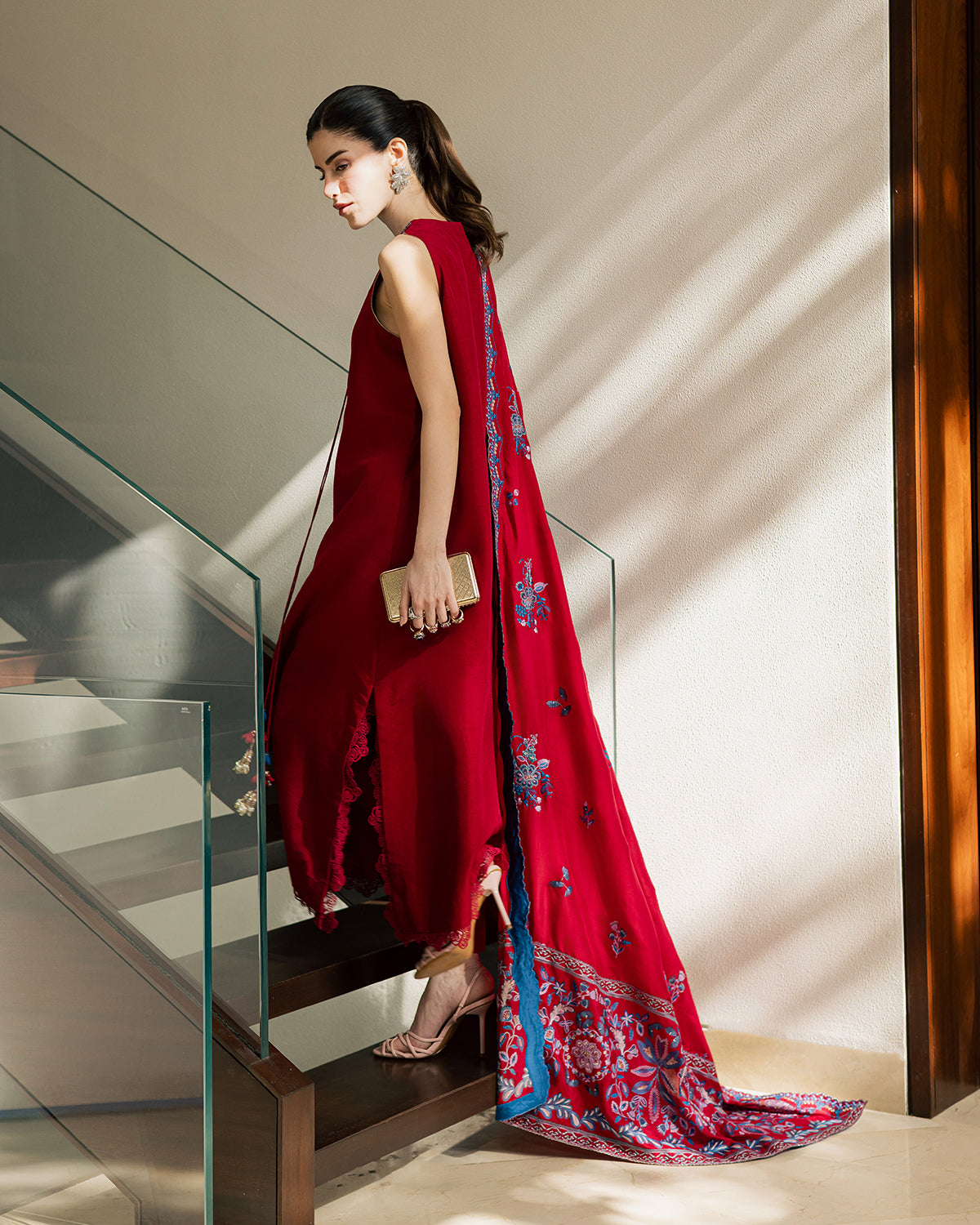 Sadaf Fawad Khan | Eva Luxury Pret 26 | Whip Red - Luxury Dress - available at Maria Faisal in UK and USA.