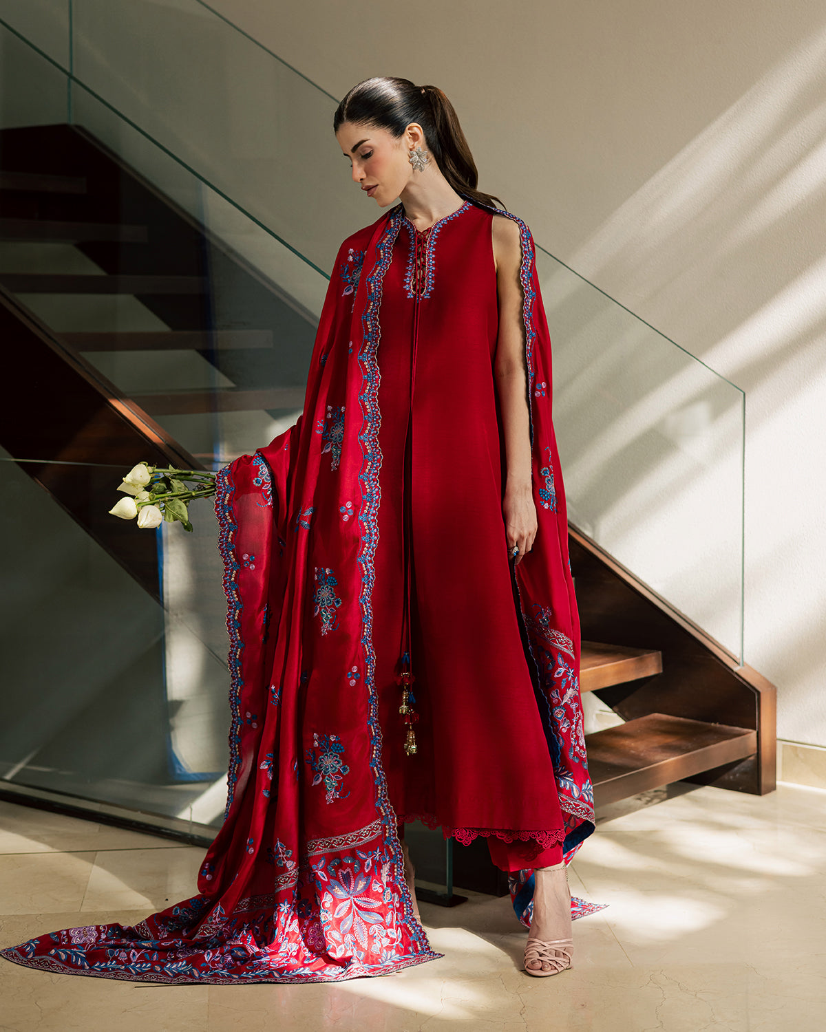 Sadaf Fawad Khan | Eva Luxury Pret 26 | Whip Red - Luxury Dress - available at Maria Faisal in UK and USA.
