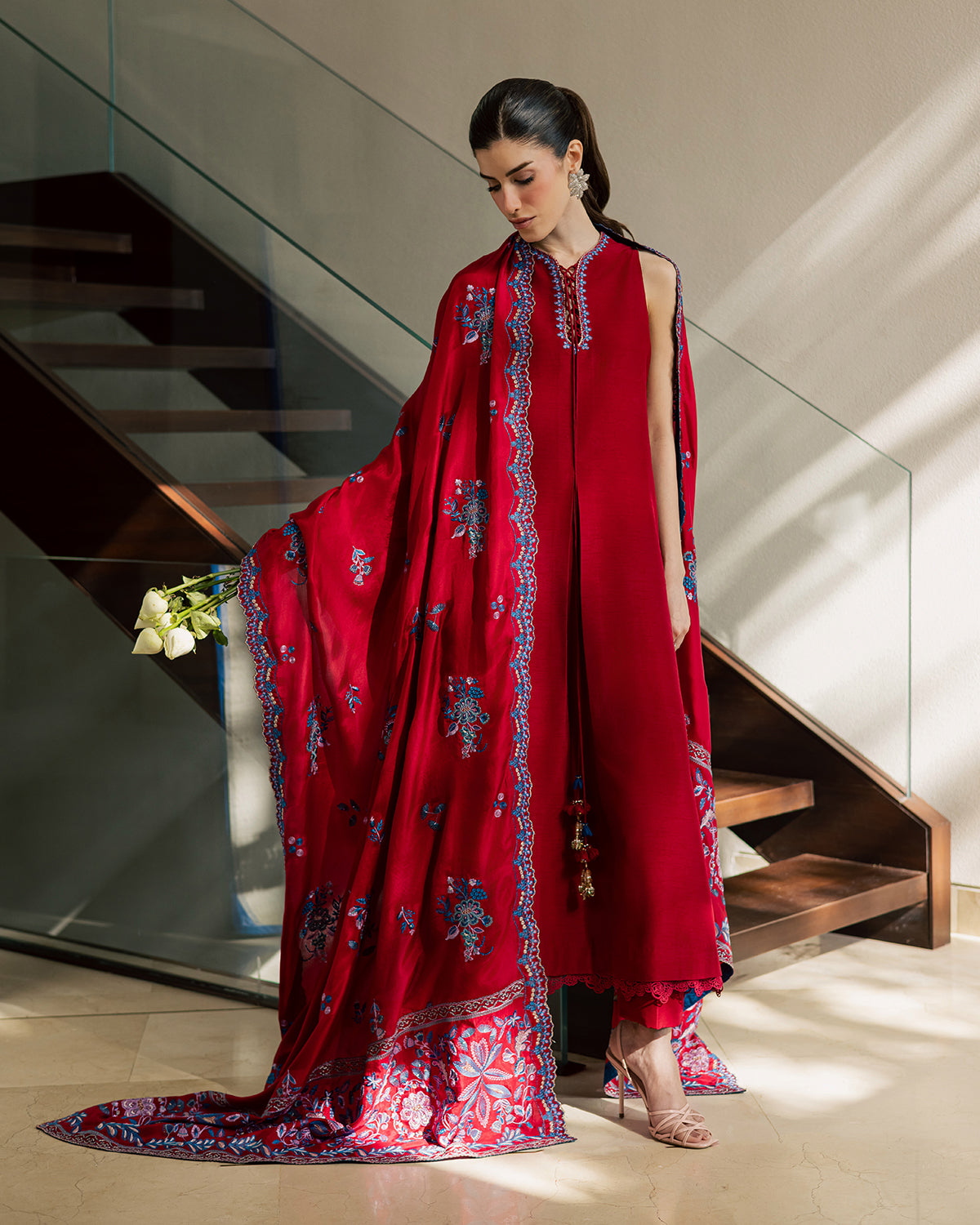 Sadaf Fawad Khan | Eva Luxury Pret 26 | Whip Red - Luxury Dress - available at Maria Faisal in UK and USA.