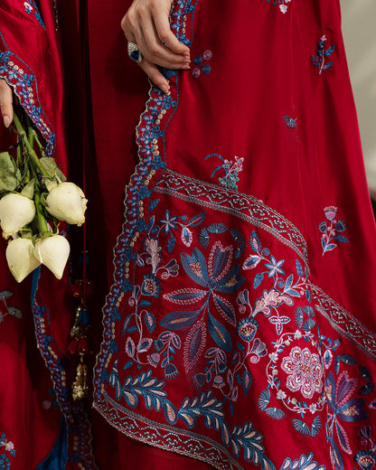 Sadaf Fawad Khan | Eva Luxury Pret 26 | Whip Red - Luxury Dress - available at Maria Faisal in UK and USA.