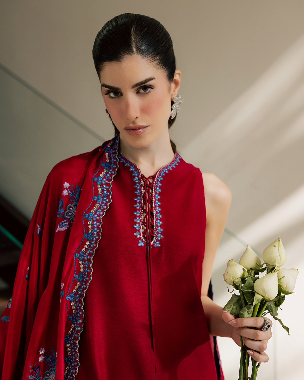 Sadaf Fawad Khan | Eva Luxury Pret 26 | Whip Red - Luxury Dress - available at Maria Faisal in UK and USA.
