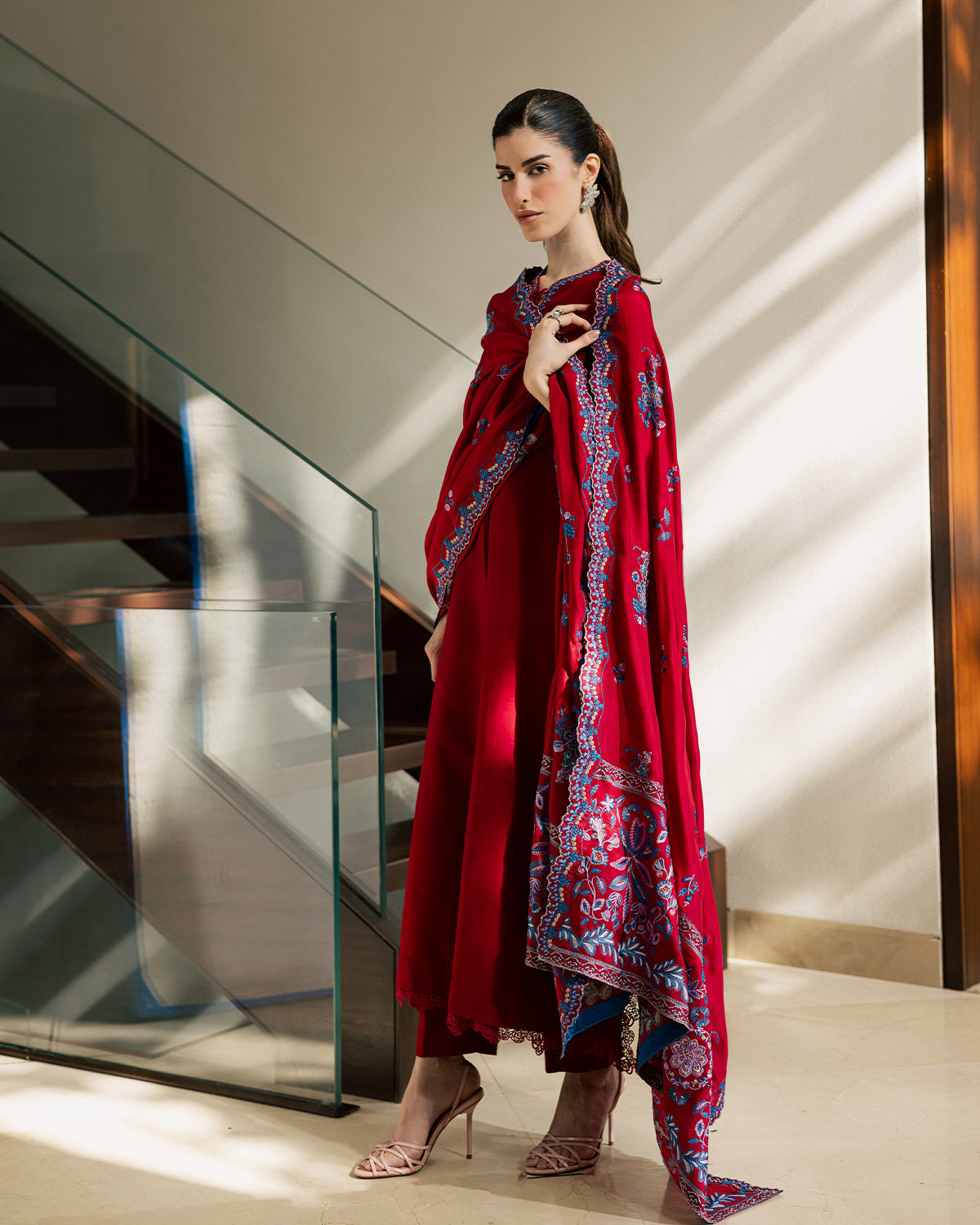 Sadaf Fawad Khan | Eva Luxury Pret 26 | Whip Red - Luxury Dress - available at Maria Faisal in UK and USA.