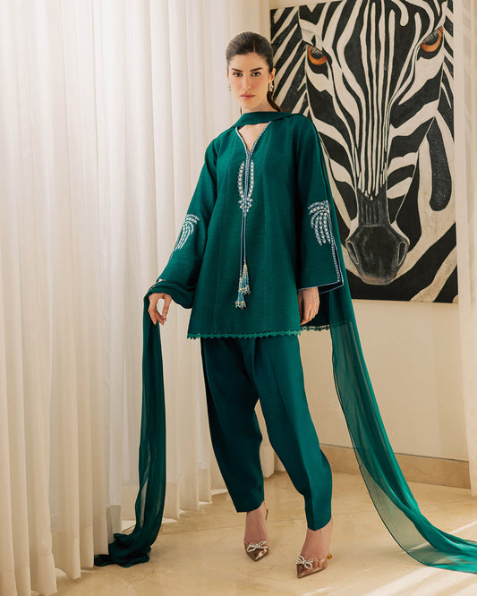 Sadaf Fawad Khan | Eva Luxury Pret 26 | Viridian - Luxury Dress - available at Maria Faisal in UK and USA.