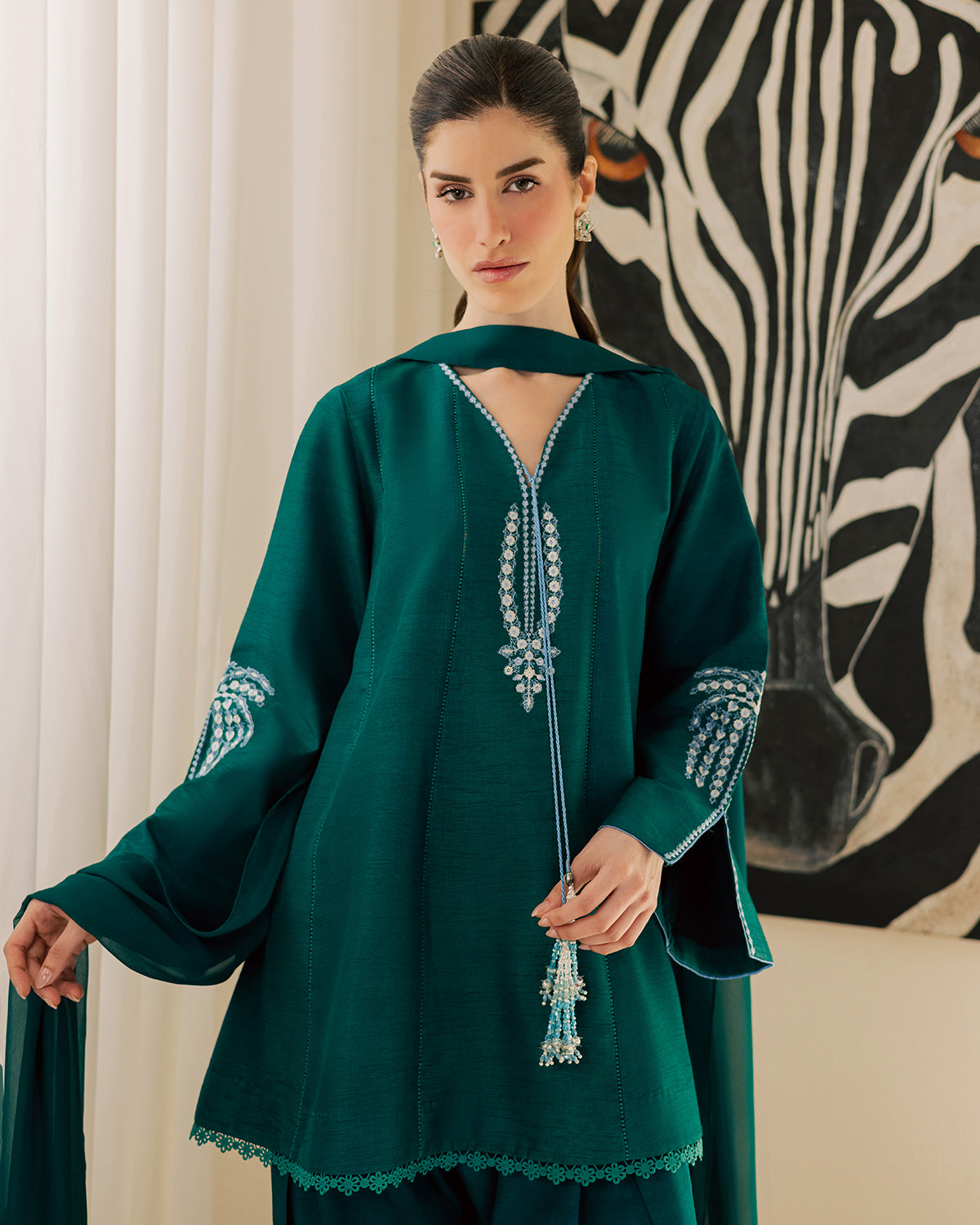 Sadaf Fawad Khan | Eva Luxury Pret 26 | Viridian - Luxury Dress - available at Maria Faisal in UK and USA.
