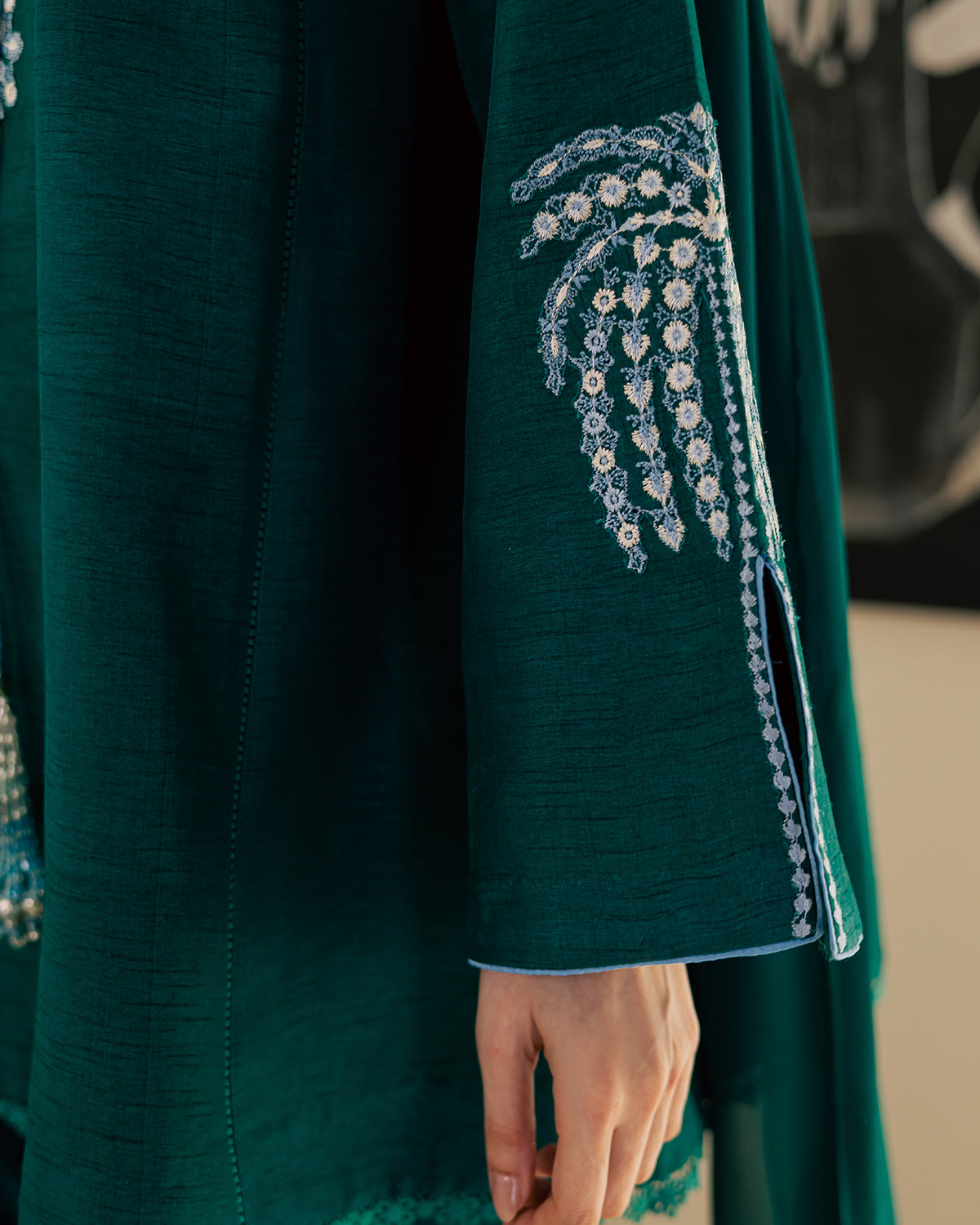 Sadaf Fawad Khan | Eva Luxury Pret 26 | Viridian - Luxury Dress - available at Maria Faisal in UK and USA.