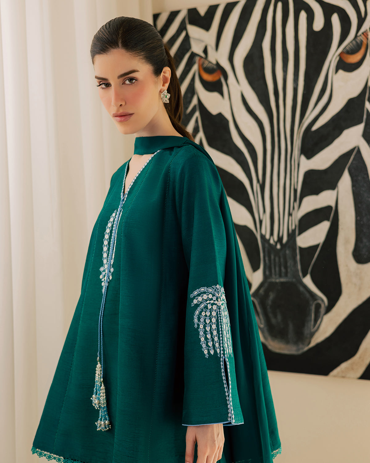 Sadaf Fawad Khan | Eva Luxury Pret 26 | Viridian - Luxury Dress - available at Maria Faisal in UK and USA.