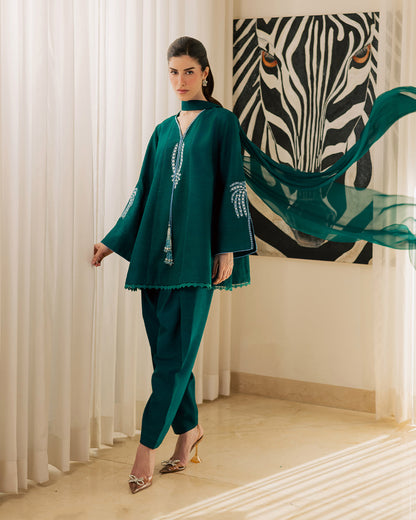 Sadaf Fawad Khan | Eva Luxury Pret 26 | Viridian - Luxury Dress - available at Maria Faisal in UK and USA.