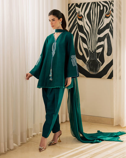 Sadaf Fawad Khan | Eva Luxury Pret 26 | Viridian - Luxury Dress - available at Maria Faisal in UK and USA.
