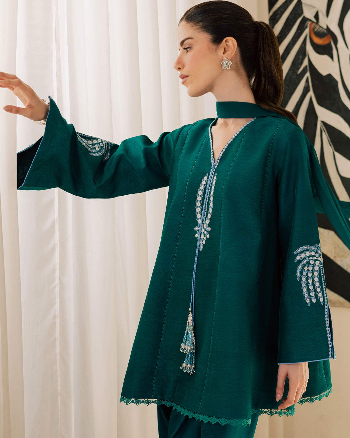 Sadaf Fawad Khan | Eva Luxury Pret 26 | Viridian - Luxury Dress - available at Maria Faisal in UK and USA.