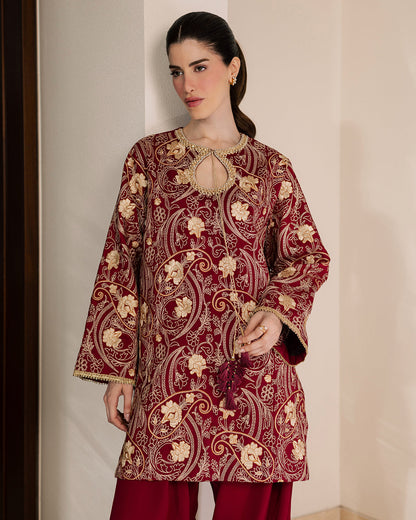 Sadaf Fawad Khan | Eva Luxury Pret 26 | Claret - Luxury Dress - available at Maria Faisal in UK and USA.