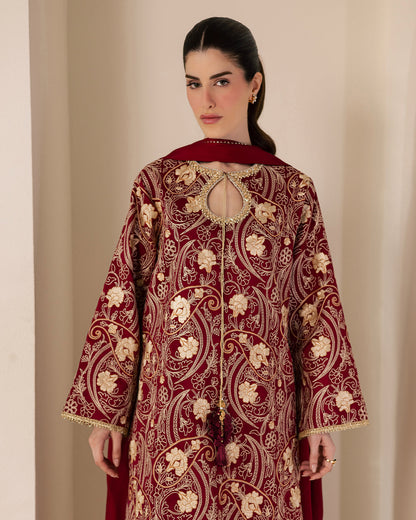 Sadaf Fawad Khan | Eva Luxury Pret 26 | Claret - Luxury Dress - available at Maria Faisal in UK and USA.
