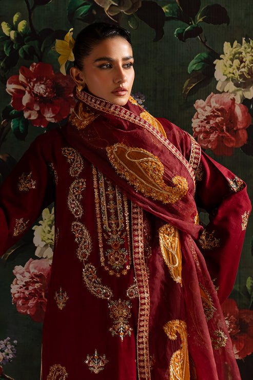 Emaan Adeel | Rangrez Collection | MAHI - Designer Dress with Intricate embroidery and embellishments. Shop elegent wedding dress at Maria Faisal.