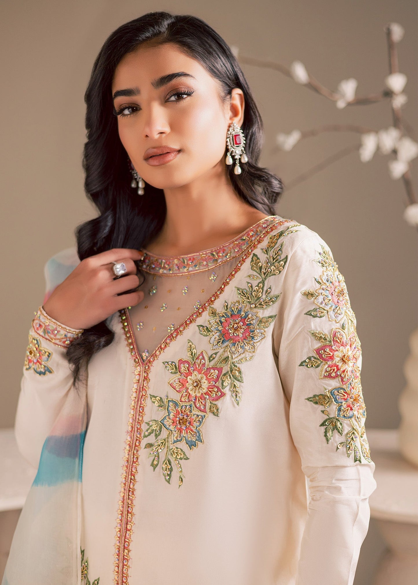 Maria Osama Khan | Noir Bliss Luxury Formals | Pearl Whisper - Formal Dress - available at Maria Faisal in UK and USA.