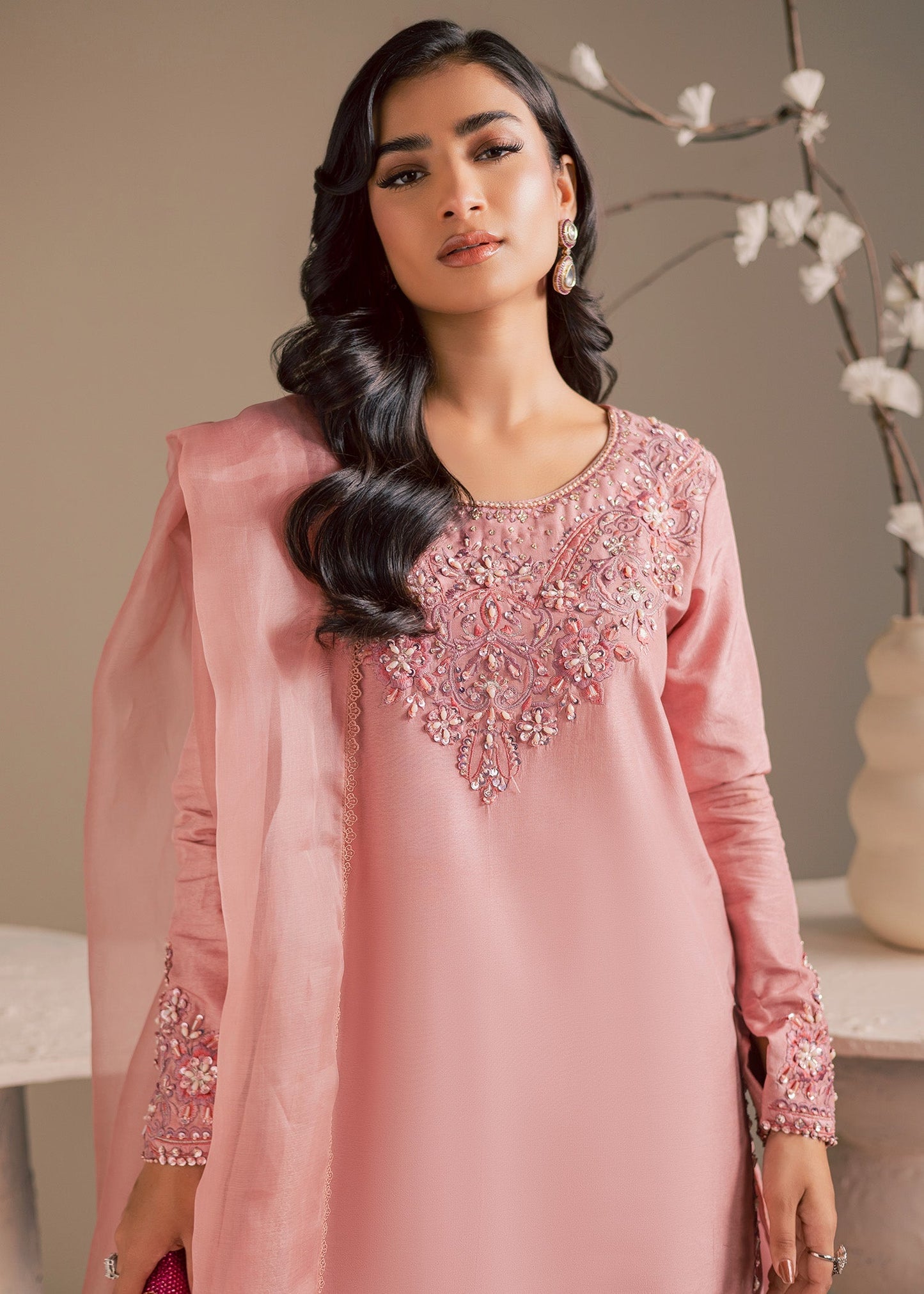 Maria Osama Khan | Noir Bliss Luxury Formals | Blush Dew - Formal Dress - available at Maria Faisal in UK and USA.