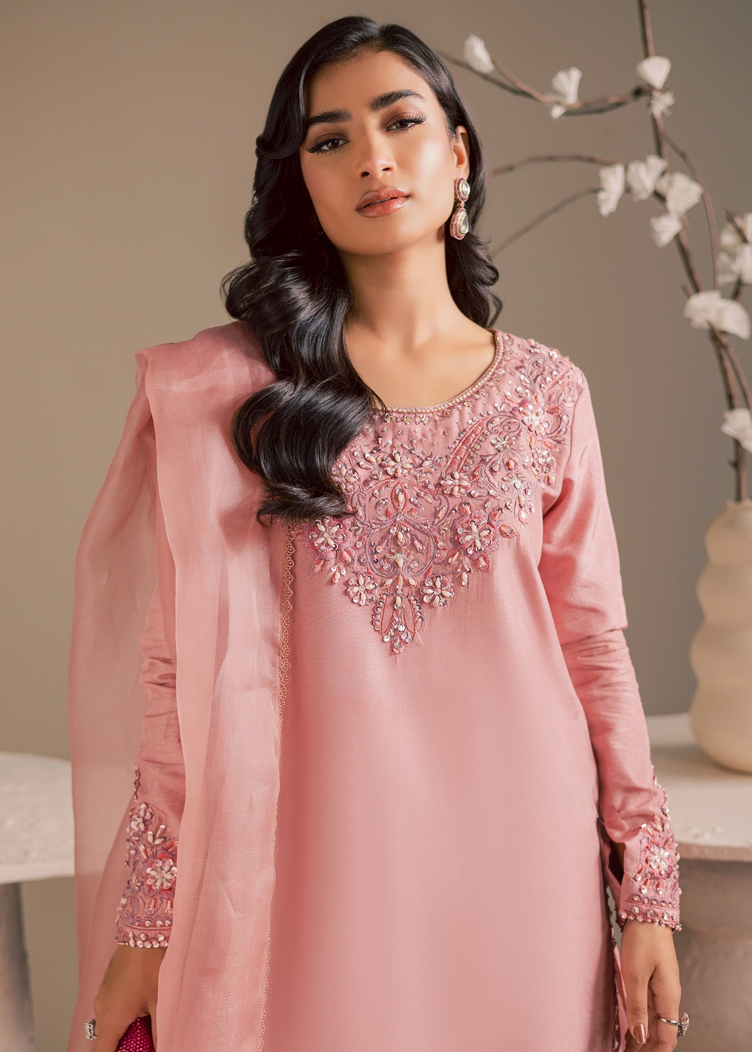 Maria Osama Khan | Noir Bliss Luxury Formals | Blush Dew - Formal Dress - available at Maria Faisal in UK and USA.