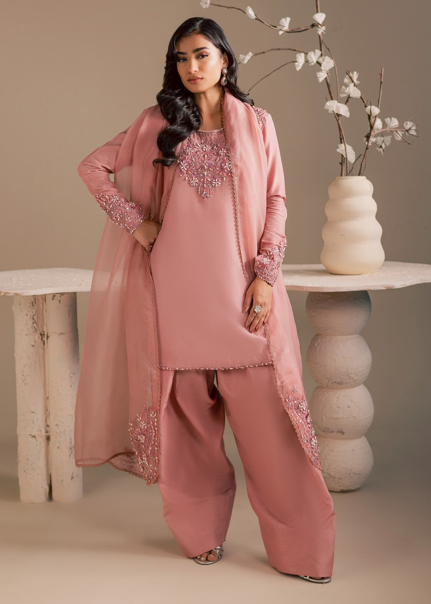 Maria Osama Khan | Noir Bliss Luxury Formals | Blush Dew - Formal Dress - available at Maria Faisal in UK and USA.