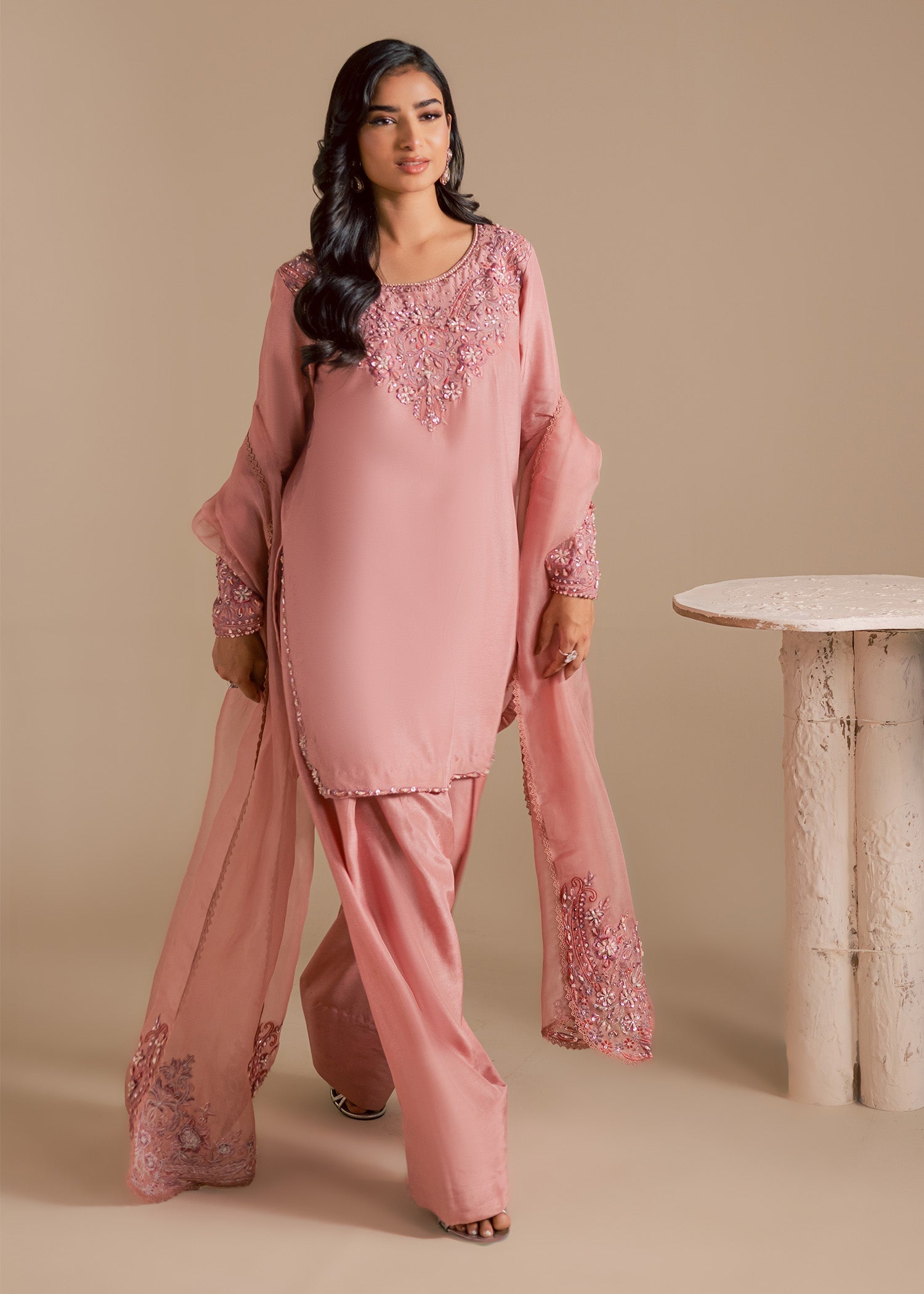 Maria Osama Khan | Noir Bliss Luxury Formals | Blush Dew - Formal Dress - available at Maria Faisal in UK and USA.
