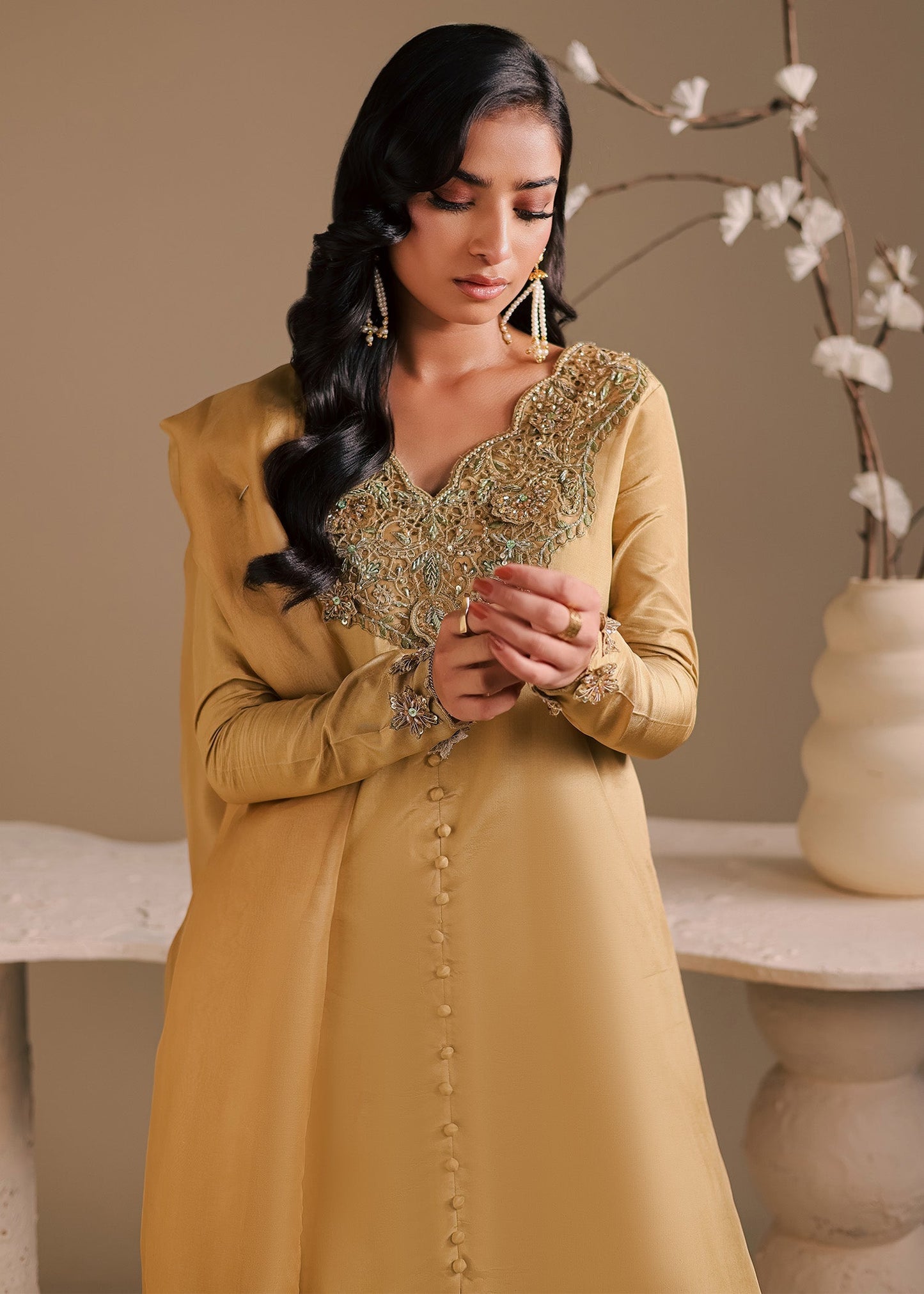 Maria Osama Khan | Noir Bliss Luxury Formals | Golden Ember - Formal Dress - available at Maria Faisal in UK and USA.