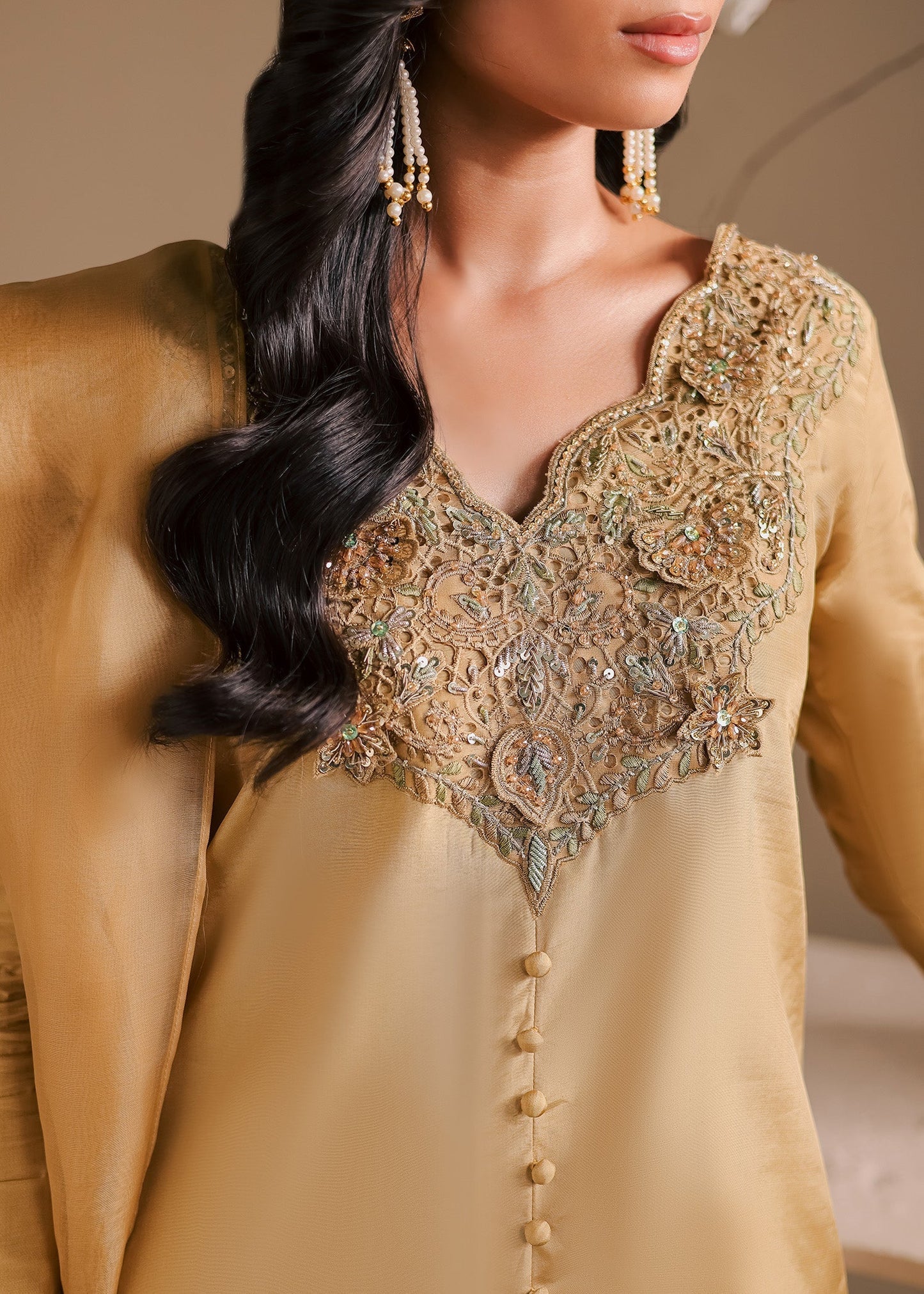 Maria Osama Khan | Noir Bliss Luxury Formals | Golden Ember - Formal Dress - available at Maria Faisal in UK and USA.