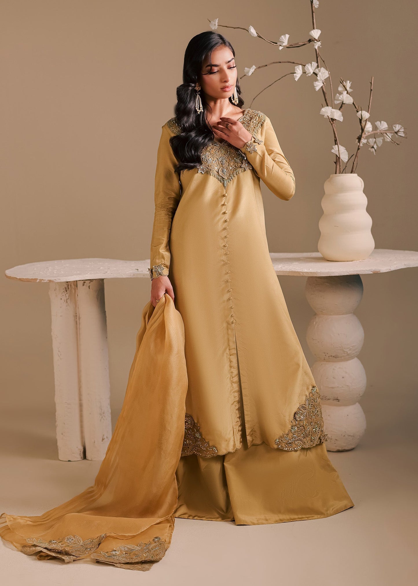 Maria Osama Khan | Noir Bliss Luxury Formals | Golden Ember - Formal Dress - available at Maria Faisal in UK and USA.