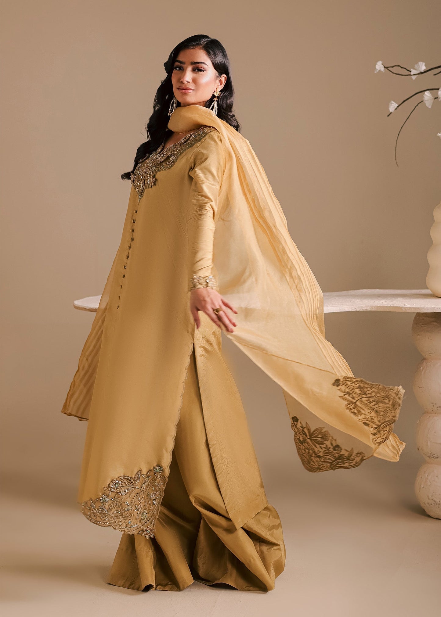 Maria Osama Khan | Noir Bliss Luxury Formals | Golden Ember - Formal Dress - available at Maria Faisal in UK and USA.