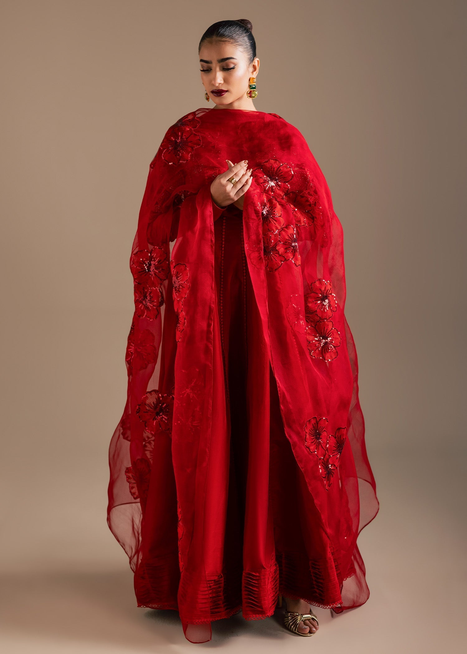 Maria Osama Khan | Noir Bliss Luxury Formals | Scarlet Mirage - Formal Dress - available at Maria Faisal in UK and USA.