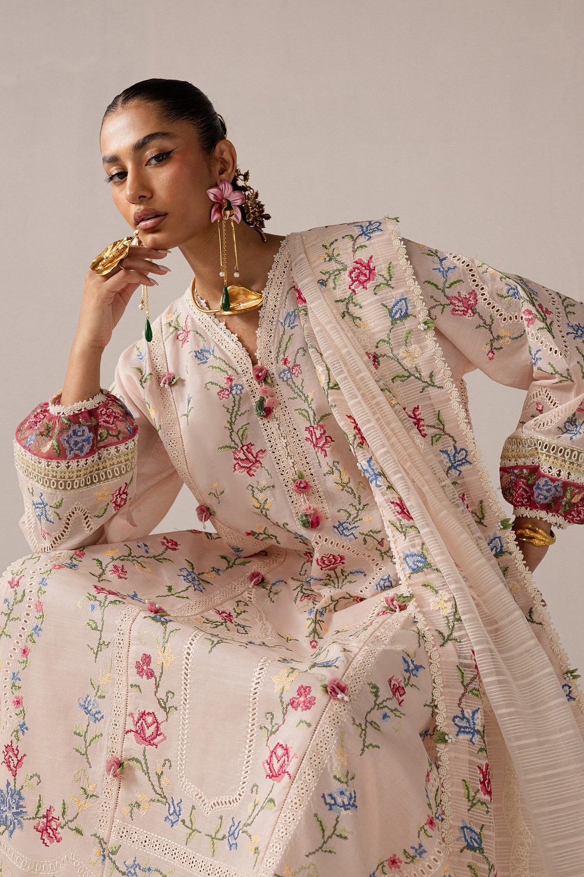 Elan | Stitched Pret 26 | SOZRAAG (EL26-03 A ST) - Luxury Dress - available at Maria Faisal in UK and USA.