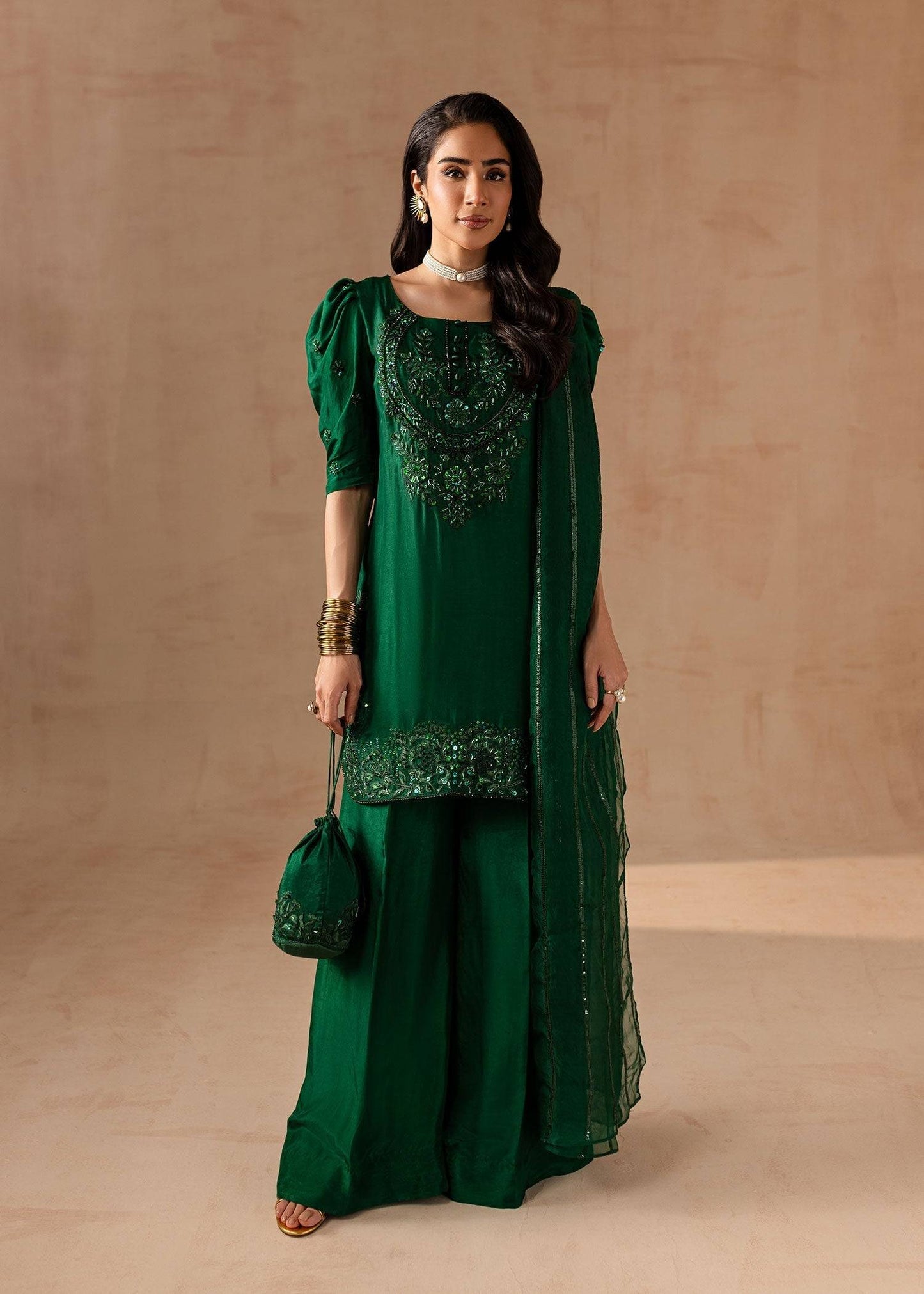Maria Osama Khan | Noir Bliss Luxury Formals | Emerald Green by Maria Faisal - Registered Vendor of : Maria Osama Khan - type : Ladies Clothes - 100% original wedding dresses