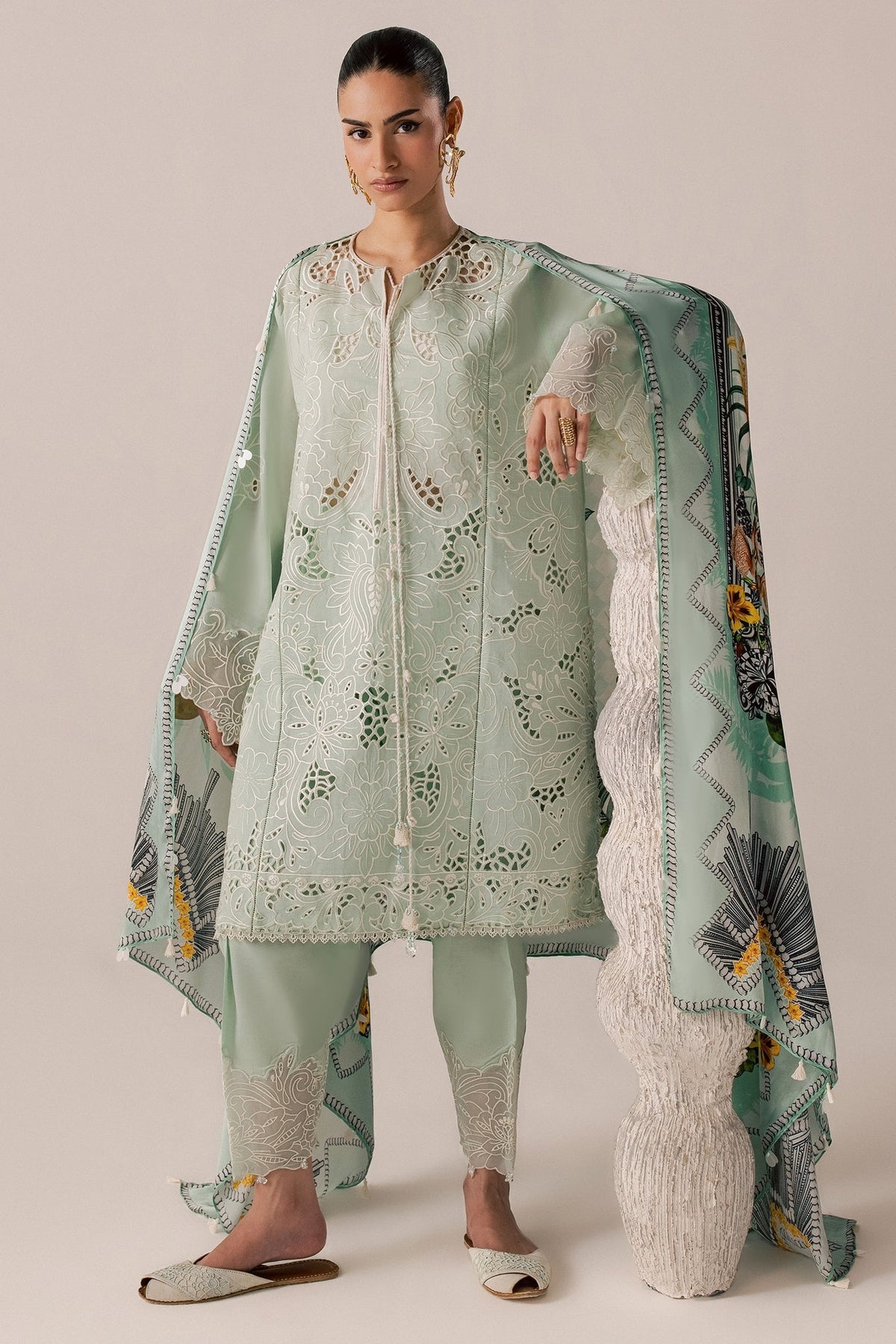 Elan | Stitched Pret 26 | ZEVARE (EL26-07 A ST) - Luxury Dress - available at Maria Faisal in UK and USA.