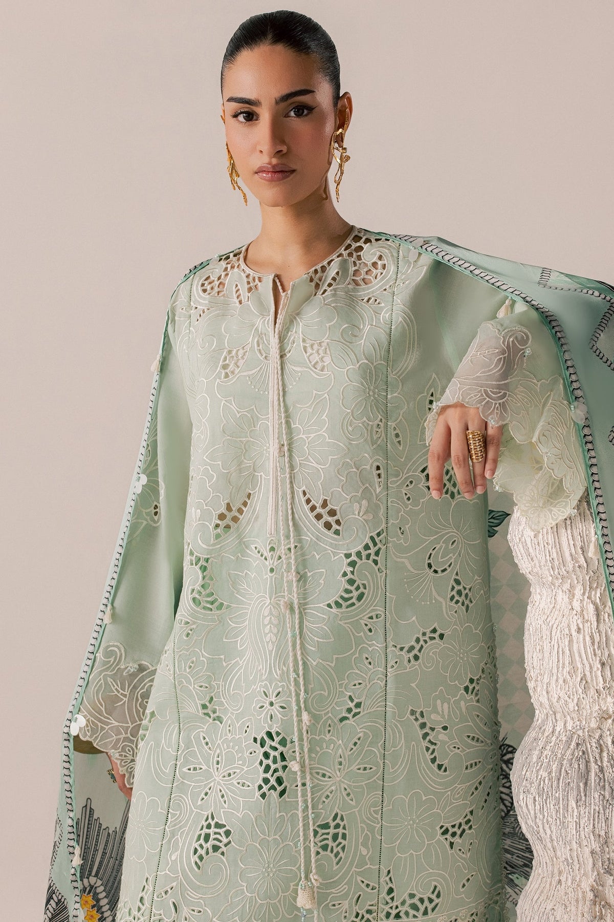 Elan | Stitched Pret 26 | ZEVARE (EL26-07 A ST) - Luxury Dress - available at Maria Faisal in UK and USA.