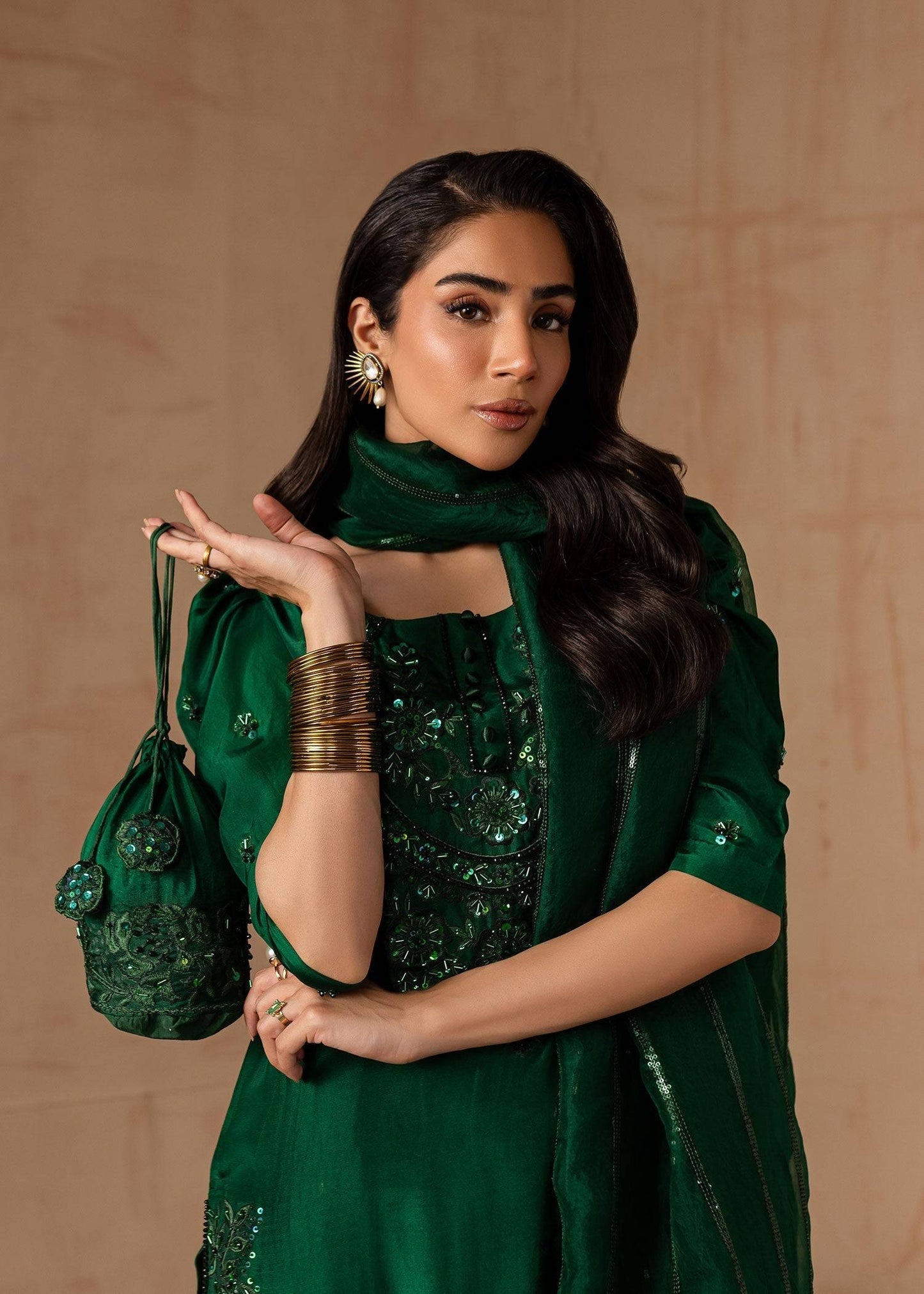 Maria Osama Khan | Noir Bliss Luxury Formals | Emerald Green by Maria Faisal - Registered Vendor of : Maria Osama Khan - type : Ladies Clothes - 100% original wedding dresses