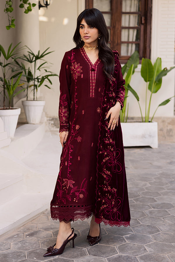Nureh | Exclusive Leather Peach | NE-211 - Luxury Dress - available at Maria Faisal in UK and USA.