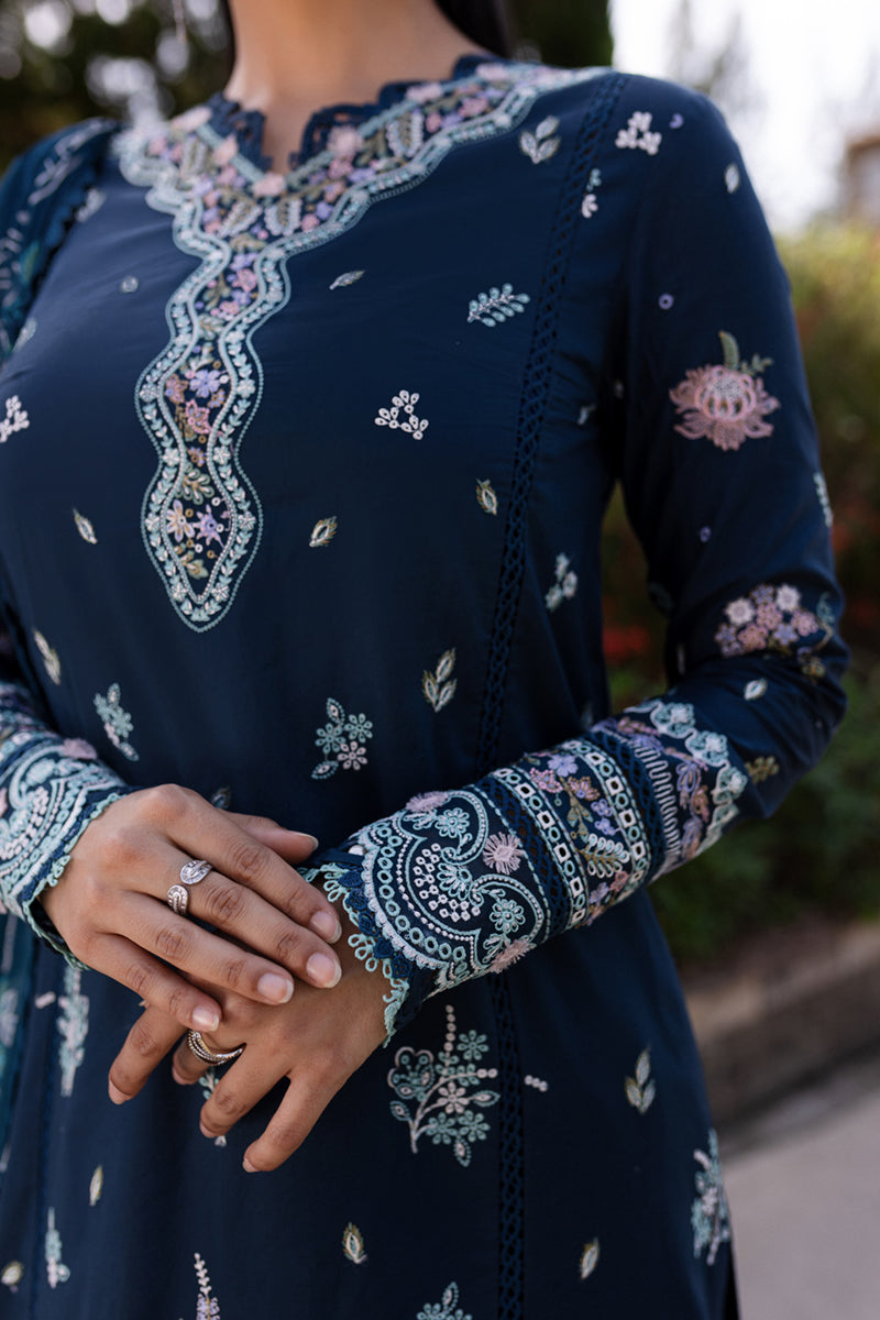 Qalamkar | Q Line Lawn 25 | QM-01 Bleu by Maria Faisal - Registered Vendor of : Qalamkar - type : Ladies Clothes - 100% original wedding dresses