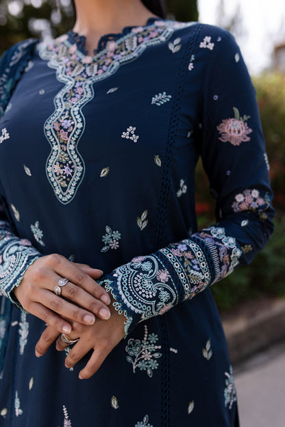 Qalamkar | Q Line Lawn 25 | QM-01 Bleu by Maria Faisal - Registered Vendor of : Qalamkar - type : Ladies Clothes - 100% original wedding dresses