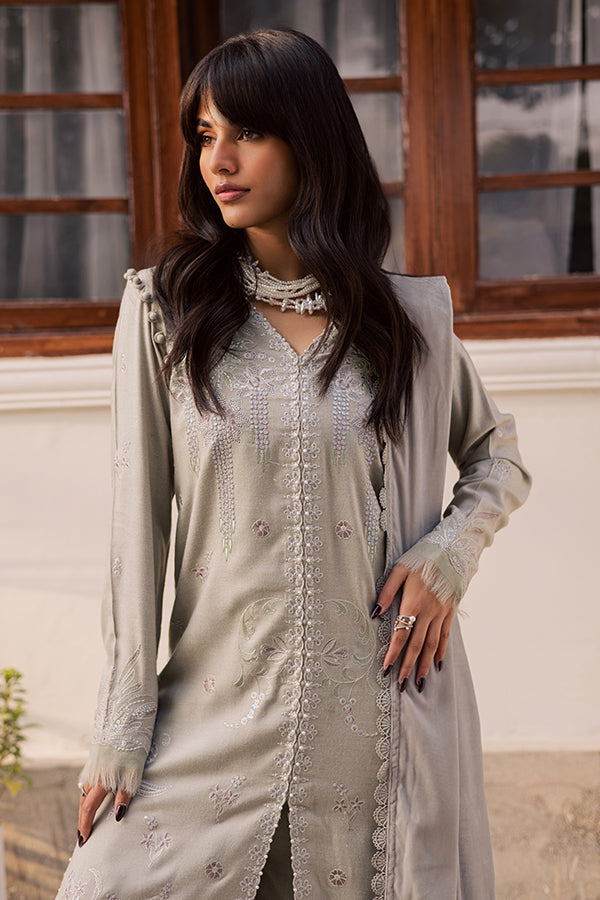 Nureh | Exclusive Leather Peach | NE-214 - Luxury Dress - available at Maria Faisal in UK and USA.