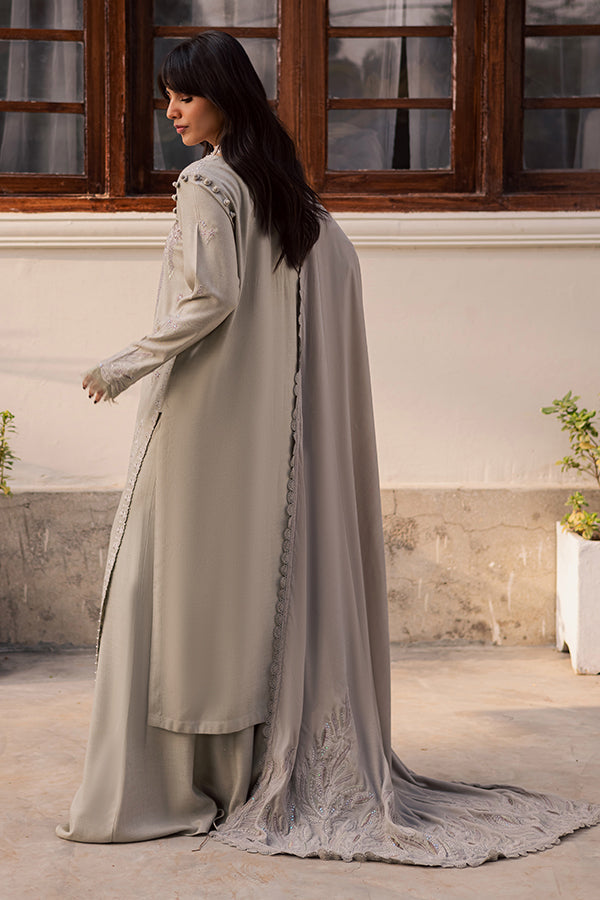 Nureh | Exclusive Leather Peach | NE-214 - Luxury Dress - available at Maria Faisal in UK and USA.