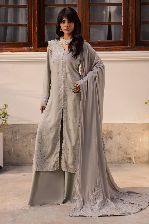 Nureh | Exclusive Leather Peach | NE-214 - Luxury Dress - available at Maria Faisal in UK and USA.