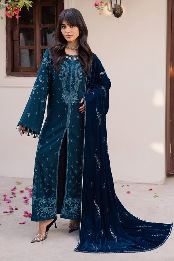 Nureh | Exclusive Leather Peach | NE-210 - Luxury Dress - available at Maria Faisal in UK and USA.