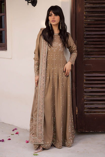 Nureh | Exclusive Leather Peach | NE-212 - Luxury Dress - available at Maria Faisal in UK and USA.
