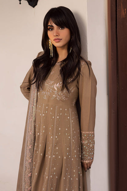 Nureh | Exclusive Leather Peach | NE-212 - Luxury Dress - available at Maria Faisal in UK and USA.